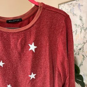 Wildfox Red Stars Beach Baggy Jumper Size L